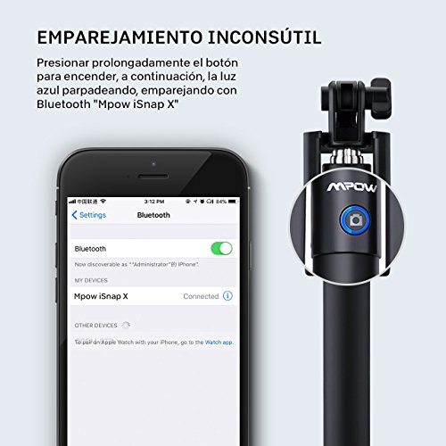 Mpow iSnap Pro X - Palo Selfie Bluetooth Monopod Extensible Remoto Port til Antideslizante Universal para Selfie con Obturador Integrado y Correa Color Azul Para IPhone7 IPhone7 Plus reviews Mpow iSnap Pro X - Palo Selfie Bluetooth Monopod Extensible Remoto Port til Antideslizante Universal para Selfie con Obturador Integrado y Correa Color Azul Para IPhone7 IPhone7 Plus