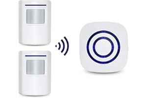 HommyFine Motion Sensor Alarm Detector, Wireless Visitor Door Entry Chime Alart with PIR Motion Sensor Detector and Plug-in Receiver for Business Home Office or Shop