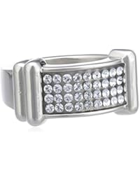 Dyrberg/Kern - Anillo de metal bañado en plata con cristal swarovski