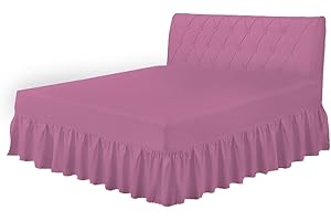COTON MODE Fuchsia Double Valance Sheet - Easy Care Frilled Base Fitted Valance Sheet 137CM x 190CM - Poly Cotton Bed Skirt Valance Sheet