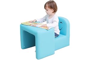 Emall Life Sillón para niños Multifuncional, Silla y Mesa para niños/Taburete con una Sonrisa Divertida para niños y niñas(Azul)