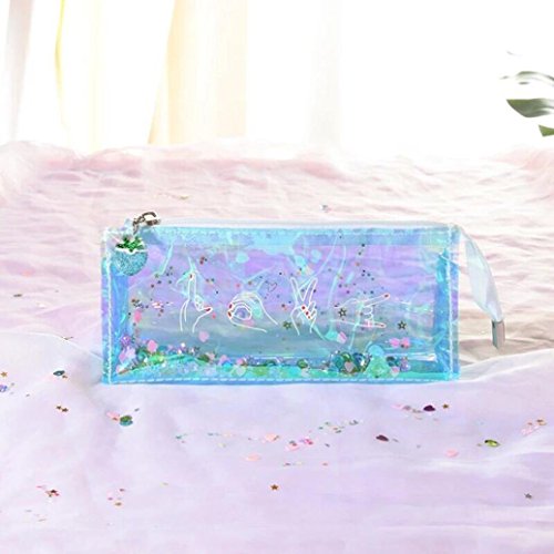 Preisvergleich Produktbild Pencils Box TAOtTAO Bunte Transparente Federmäppchen Kosmetiktasche Make-Up Beutel Quaste Bleistifte Box (D)