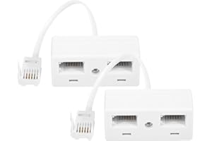 HAWAKA Telephone Splitter 2 Way BT Phone Socket Adapter RJ11 BT Plug Male to 2 Female Double Phone Socket Adapter Standard Telephone Distributor (2PCS)