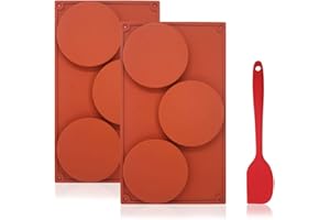 DAKUAN DuKuan Stampo per torte con 3 grandi cavità rotonde, in silicone, con spatola in silicone, da forno, antiaderente, set da 3 pezzi, per torte, caramelle, sapone