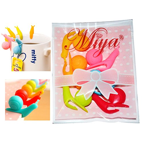 Miya® 6er Set süße Schnecke Form Teebeutel Halter, Tasse Glas Deko, hilft Tasse zu Unterscheiden, in ganz süß Bongbong Farbe