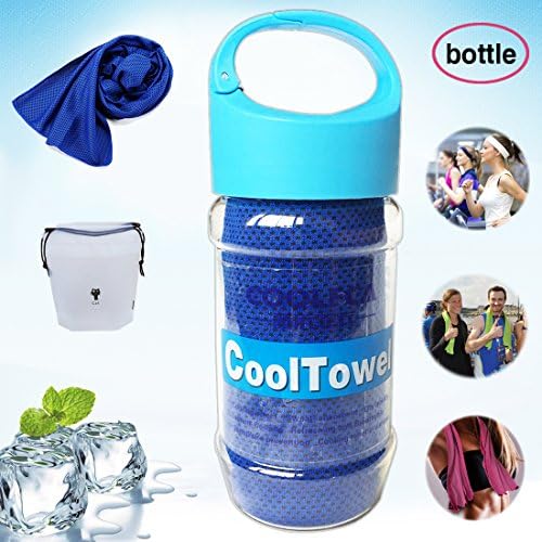 Ice Cooling Towel Instant Relief Microfibre ，Fast Dry Sweat-Absorbent Chill Bottle For Outdoor Sports Fitness Yoga /Running /Cycling /Hiking/Golf (navy blue)