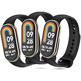 Xiaomi ile Uyumlu Mi Band 8 Mi Band 9 Mi Band 10 Uyumlu 3'l&uuml; Paket Silikon Kordon Seti Bileklik Metal Pimli