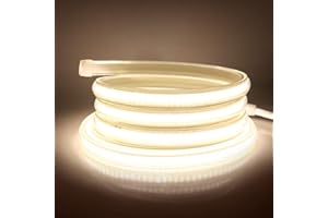 XUNATA Striscia LED COB Flessibile 220V, IP65 Impermeabile, Nastri LED ad Alta Luminosità da 360 LED/m con Cavo di Alimentazione (3 Metri, Bianco Naturale, 4000K)