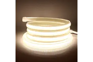 XUNATA Tira de LED COB 220V, Alto Brillo 360 LED/m, IP65 Impermeable, Cada Corte de 50cm, Luz de Cuerda Flexible con Alimentación (4m, Blanco Natural, 4000K)