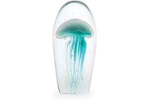 Dynasty Gallery Large Turquoise Jellyfish Glow in the Dark Glass Paperweight Figurine Jelly Fish