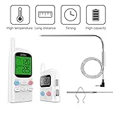 Grillthermometer Vinsic® Fleischthermometer BBQ Thermometer 2 Fühler 100m Fernbedienung wiederaufladbarer Funk Ofenthermometer Raucher, Grill, Ofen Digital Fleisch Thermometer - 
