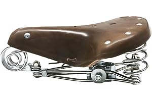 TentHome Selle de Vélo Vintage en Cuir Selle à Ressort Hélicoïdal pour Hommes Femmes, Café