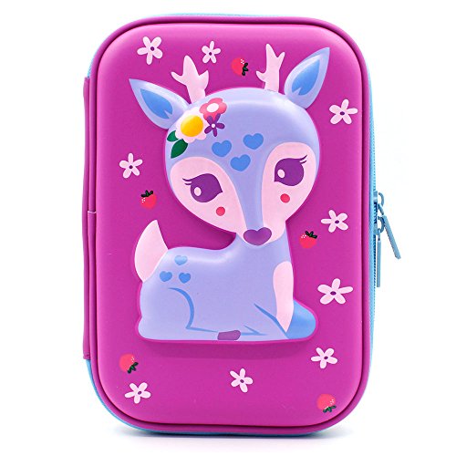 Cute Baby Deer Hardtop Pencil Case multi-funzionale grande capacità penne di matita colorazione portamatite ragazze della scuola articoli organizer Stationary bag Purple