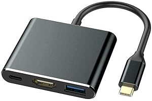 MMOBIEL Adatt. HUB HDMI C Adatt. USB C ad HDMI USB 3.1/3.0 Convertitore Ricarica compatibile con iPad Pro 2020/2018 / MacBook/Chromebook/Samung/Huawei/iPhone 16, 15 (Allum. nero)