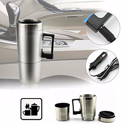 ELEGIANT Auto Isolierbecher Trinkflasche Wasserflasche Kaffeeflasche 300ML Edelstahl KFZ 12V Flaschenwärmer Kostwärmer Wasser Tee Kaffee Getränke Thermobecher Stainless Steel Bottle für Winter Outdoor Trinkflasche Camping - 2