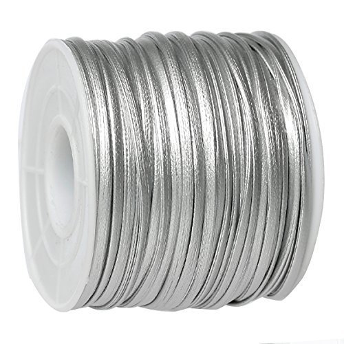 40m PU Lederband in einer Kordel, silber 2mm breit
