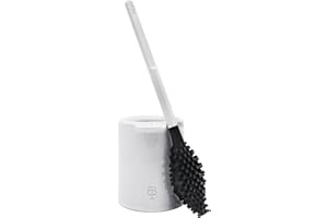 Biom Paris – BBB La Brosse – Balai Brosse de Toilette Hygiénique Zéro Gouttes - sans Poils avec Support – Balayette WC Salle de Bain - Matières Bio-Sourcées Recyclées – Made in France - Gris Souris