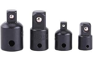 OUMEFAR Klucze zapadkowe zestaw konwerter 4 szt. galwanizacja czarne gniazda śrubokręt konwerter zestaw adapterów 1/2, 3/8, 1/4 narzędzie do redukcji klucza nasadowego
