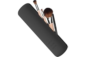 FVION Porte Pinceau Maquillage de Voyage, Étui à Pinceau de Maquillage en Silicone, Support de Pinceaux Maquillages avec Fermeture Magnétique - Noir
