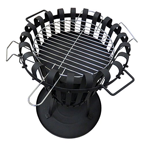 Feuerkorb mit Grillrost Garten Terrasse Feuerstelle Feuerschale mit Bodenplatte OF1010 - 4