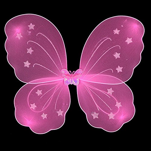 Kasit 3Pc gesetztes reizendes Partei-Kostüm-Prinzessin-Mädchen-Kind-Schmetterlings-Flügel-Stab-Stirnband-feenhaftes Weihnachtskostüm – Rosa - 2