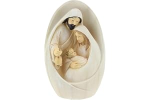 Julkrubba harts julkrubba staty | skulpterad stil Joseph Mary håller baby Jesus vacker detaljerad julkrubba hantverk för hem inomhus dekorativ figur