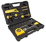 stanley juego de herramientas múltiples 110 piezas 1 x cúter de 18 mm, 1 x cinta métrica de 5 m, 1 x destornillador Philips, 1 x destornillador estándar.