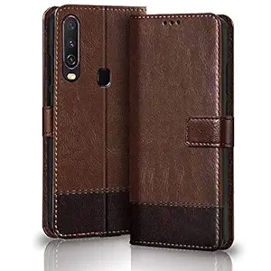 TheGiftKart Vivo Y12 / Y15 / Y17 / U10 Flip Cover Back Case | Leather Finish | Inbuilt Stand & Pockets | Wallet Flip Case Back Cover for Vivo Y12 / Y15 / Y17 / U10 (Brown & Coffee)
