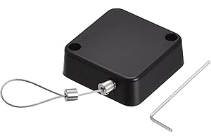 sourcing map Rétractable Câble Serrure avec Autoadhésif Télécommande Sécurité Serrure Anti-perte 2m Corde Matériel Câble Serrure 200g Traction Force Noir