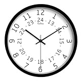 material: metal BAIJJ Reloj de Pared Reloj de Pared Reloj de Cuarzo de Oficina de 24 Horas, Marco de 14 Pulgadas, Negro