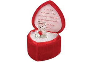 ONLINESTREET Love Heart Teddy Bear Red Celebration Heart Gift Boxed Glass Present Girlfriend Boyfriend BF GF Wife Christmas Valentines Day (I Love You)