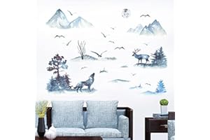 NINIMIO Adesivi Murali Bambini, Adesivi Da Parete, Decorazioni camera da letto, Carta Da Parati Adesiva muro, Stickers Bambini, Carta Adesiva Per Mobili, Stickers Murali, Adesivi Bambini (bosco blu)