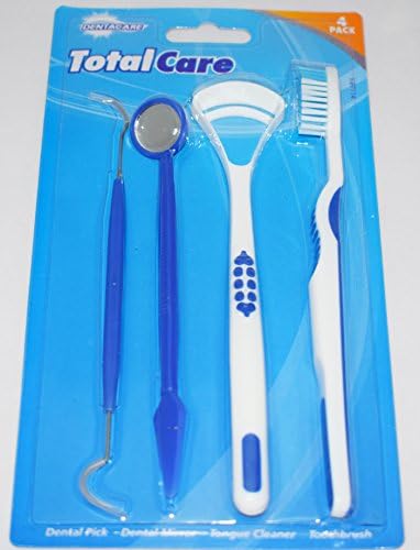 Dental Kit ** CHOOSE COLOUR ** - Tongue Scraper + Toothbrush + Dential Pick + Dental Mirror ** TOP SELLER ** (Blue)