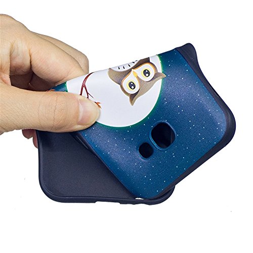 Samsung A5 (2017) Hülle, Edaroo Bunt Malerei Ultra Slim Schwarz Flexible Silikon Gummi Handy Schutzhülle Schale Schutz Phone Case Cover Dauerhaft Stoßfest Bumper für Samsung Galaxy A5 (2017) – Niedlich Lustig Eule Mond - 4