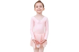 Tancefair Ragazza Vestito da Balletto Body Danza Tutu da Balletto Leotard Vestito Ginnastica Manica/Lunga Corta Ballet Outfit con Chiffon Gonna