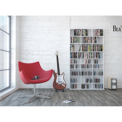 Wandregal CD DVD Regal Standregal Weiß matt – Medienregal Regalwand Bücherregal Ablage Weiss Holz - 2