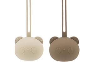 AIRFISH Lot de 2 Boite a Tetine Bebe Silicone pour Bébé, Boite a Sucette Bebe Sans BPA en Silicone pour Sucette, Range Portable Tétine Bébé pour Voyage- Beige et Marron