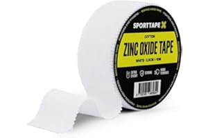 SPORTTAPE Zinc Oxide Tape | 2.5cm x 10m | White Physio Sports Tape for Blister Prevention and Joint Support | Zinc-Oxide Strapping for Boxing, Sports, Climbing, Rowing | Wrist, Hand & Glove Protection