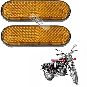 Dhe Best Universal Oval Bike Reflector Safety Self Adhesive Yellow Pack of 2Peaces Compatible with Royal Enfield Classic 350