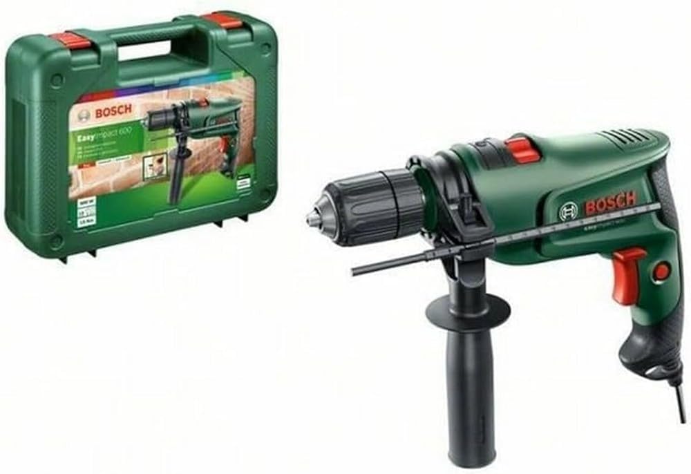 Bosch Darbeli Matkap EasyImpact 600, 600 W, Takım Çantası Dahil, Elektronik Hız Kontrolü, Ergonomik, 1.7 Kg, Yeşil