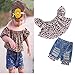 Price comparison product image Longra Baby Girls' Spring 2 Pcs Sets- Toddler Baby Girls Off Shoulder Leopard Print Tops+ Jeans Shorts Outfits Set for 0-4 Years