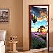Price comparison product image Rocwart 3D Door Mural Wallpaper for Living Room Kids Baby Children Removable Vinyl Hot-air Ballon Wall Decal Art Home Decoration 30.3x78.7
