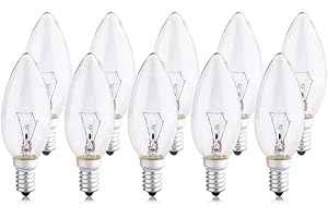 B4U Pack of 10 Small Screw Candle Bulbs 40Watt, Clear Edison Screw in Bulb SES /E14, 240V