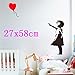 Produktbild ALLDOLWEGE Home Decor Ragazza con amore palloncini muro di graffiti Sticker Home Decor adesivo, 27 * 58cm la decalcomania decorazione murale la decalcomania Arte Sticker