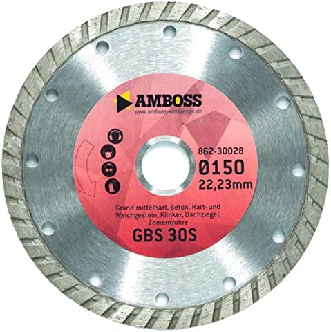 'Standard Anvil GBS 30S, Diamond Cutting Disc for Granite/Concrete/Hard &amp; Soft Rock/Brick/Roof Tiles/Concrete Pipes/Diameters Available | Borehole 22.2 mm/Height: 8 mm (Sintered), Ø 125 mm x 22,2 mm, 1