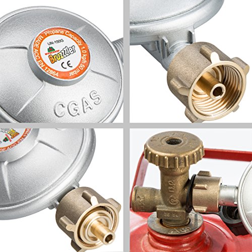 Bruzzzler Gas Niederdruckregler 50 m bar inklusive 80 cm Schlauch, silber - 7