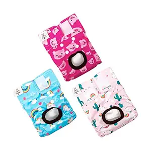 CuteBone Dog Diapers Female Small Washable Doggie Diapers Reusable 3 Pack for Heat D31S