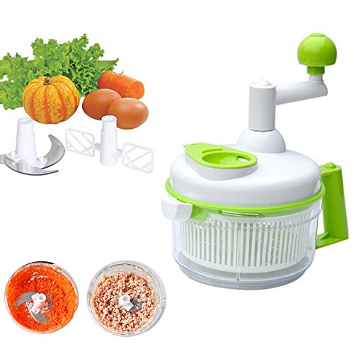 Kitchenninjia Multi-Funktion 4 in 1 Zerkleinerer Salatschleuder Gemüse Mixer und Eidottertrenner