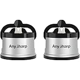 AnySharp Knife Sharpener with PowerGrip, Silver, One Size (Pack of 2)