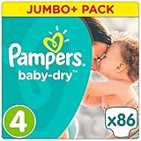 Pampers Baby Dry Size 4 Jumbo+ Pack 86 Nappies